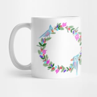 Christmas watercolor wreath bird Mug